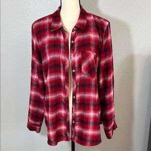 Maurices Vibrant Red Checkered Top